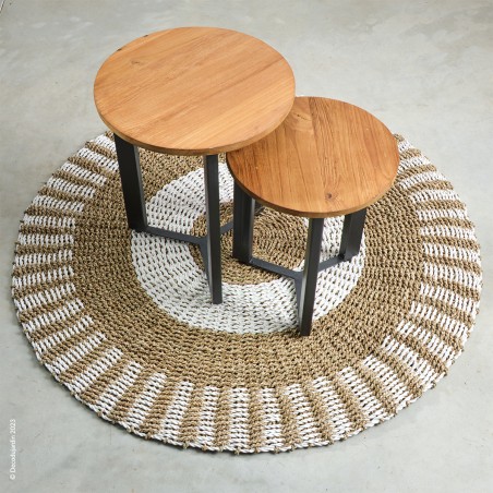 Tapis Rond d'intérieur en  Jonc de Mer Naturel Zebra Madrague.