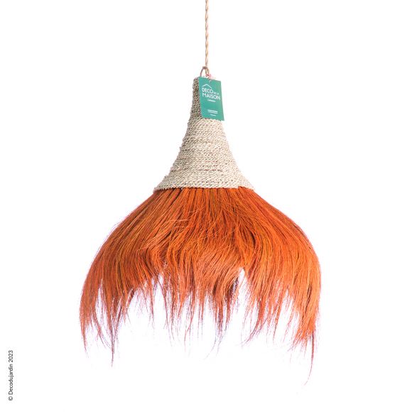 Suspension en Herbes Rayung couleur orange, Luminaire Végétal à suspendre.