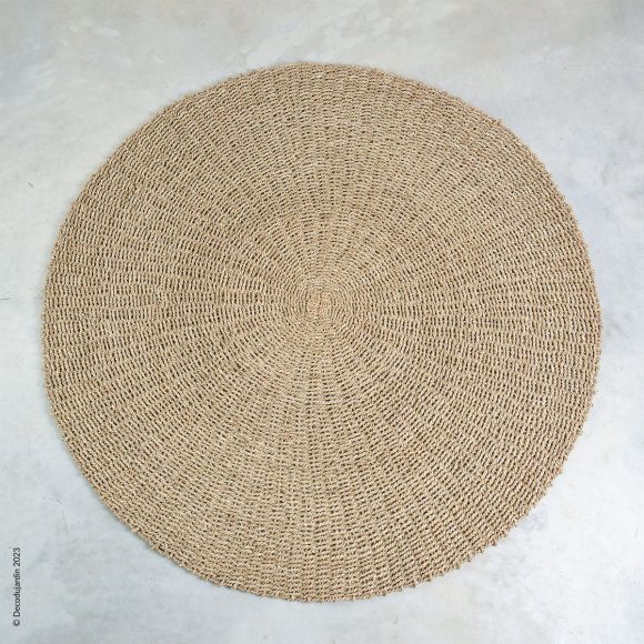 Tapis Rond en Jonc de Mer couleur naturel Madrague.