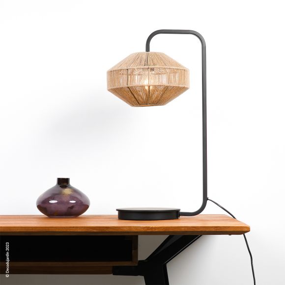 Lampe de table décorative d'intérieur ou luminaire de salon en coton naturel.