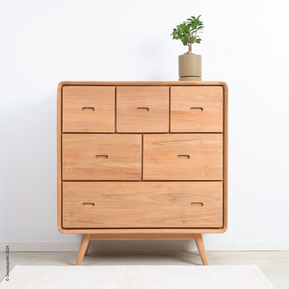 Commode scandinave 6 tiroirs en teck Ilva.