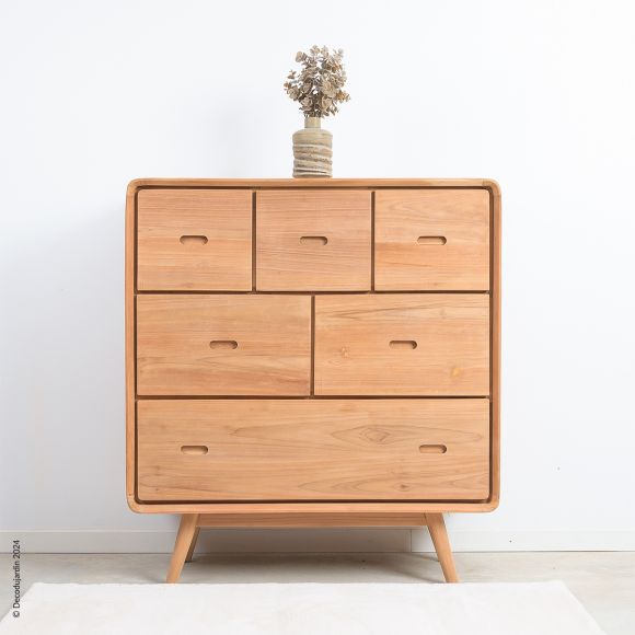 Commode scandinave 6 tiroirs en teck Ilva.