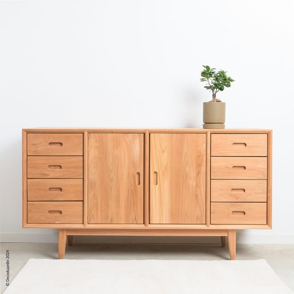 Buffet scandinave en teck, 2 portes et 8 tiroirs Ilva.