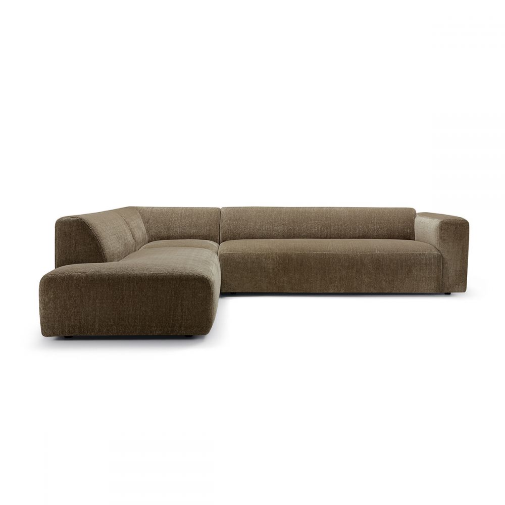 Canapé d'angle 5 places Annie Sits, tissus chenille beige et design contemporain.