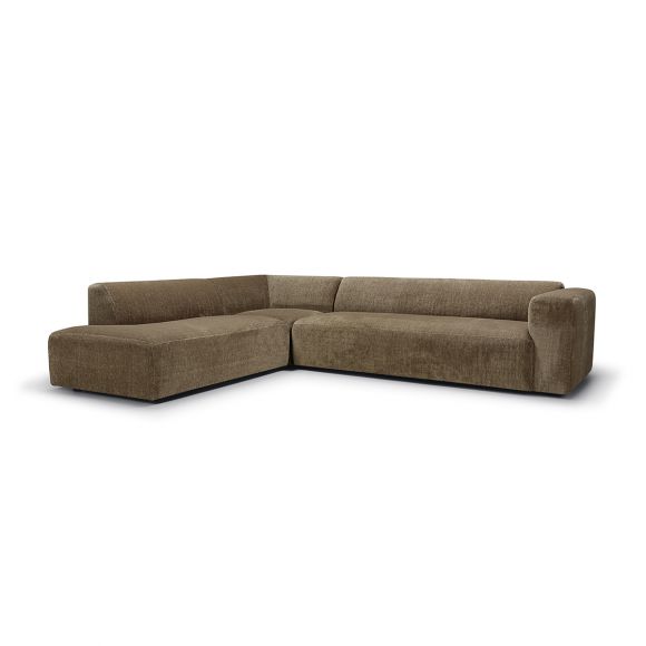 Canapé d'angle 5 places Annie Sits, tissus chenille beige et design contemporain.