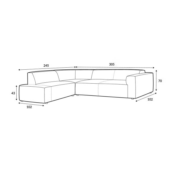 Canapé d'angle 5 places Annie Sits, tissus chenille beige et design contemporain.